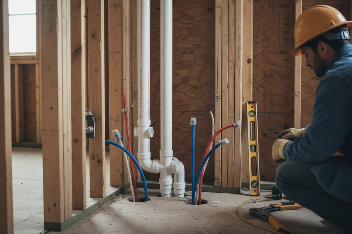 Drain and supply rough-in during Drain Cleaning in Fairview